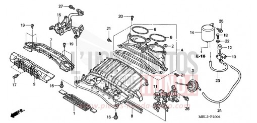 CONDOTTO ASPIRAZIONE ARIA/ELETTROVALVOLA (CBR1000RR4/5) CBR1000RR4 di 2004